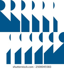 An abstract illustration of blue and white geometric figures