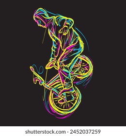 Abstract  illustration of a BMX athlete showing off his skills