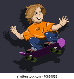 abstract illustration of a boy on a skateboard