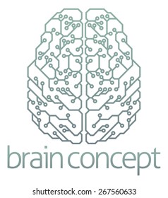 An abstract illustration of a brain computer circuit concept design