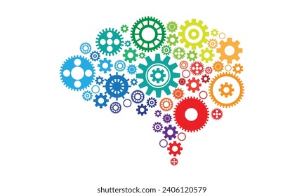 Abstract illustration of Brain in form of Gears. EPS. Vector file.