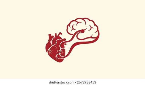 Abstract illustration of a brain and heart interconnected, symbolizing mind and body connection.