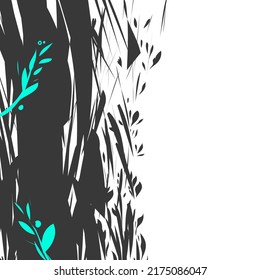 Abstract illustration of branches and leaves. With contrasting accents.