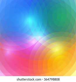 Abstract illustration of brightly colored rainbow circles background. Vector EPS 10 available.