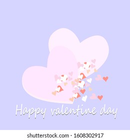 Abstract illustration of bule background. Consists of patterned pink and white heart and text ,valentines.