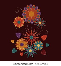 Abstract illustration of a bundle of flowers. Eps 8 Vector.