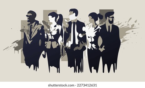 Abstract illustration of a business team of people ready to move forward. This image can fit perfectly with the corporate, bold style, confident attitude of the entire work team