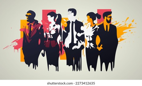 Abstract illustration of a business team of people ready to move forward. This image can fit perfectly with the corporate, bold style, confident attitude of the entire work team