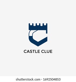 ABSTRACT ILLUSTRATION  C CASTLE SIMPLE FLAT LOGO DESIGN VECTOR