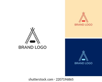CAMPAMENTO DE ILUSTRACIÓN ABSTRACTA, VECTOR DE DISEÑO DE LOGOTIPO SENCILLO