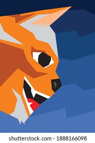 Eine abstrakte Illustration von Katzenface von der Seite mit blauem Hintergrund