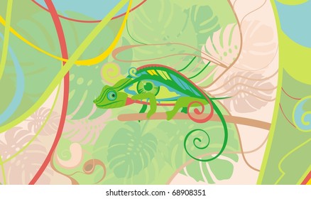Abstract illustration a chameleon or an eye