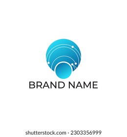 ABSTRACT ILLUSTRATION CIRCLE BLUE GRADIENT COLOR, TECH LOGO ICON MODERN SIMPLE DESIGN VECTOR