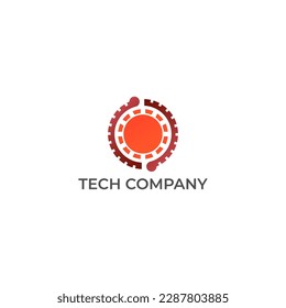 ABSTRACT ILLUSTRATION CIRCLE GEAR TECH LOGO ICON MODERN SIMPLE DESIGN VECTOR
