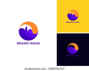 ABSTRACT ILLUSTRATION CIRCLE SHAPE  FLAT COLOR, TECH LOGO ICON MODERN SIMPLE MINIMALIST TEMPLATE DESIGN VECTOR