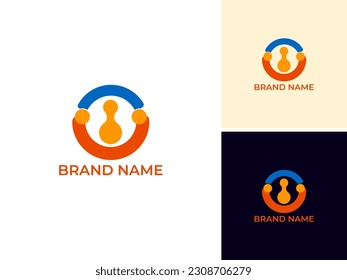 ABSTRAKTE ILLUSTRATIONSKREISKREISFORM FLACHFARBE, TECH-LOGO-MODERN EINFACHER MINIMALISTISCHER TEMPLATEN-DESIGN-VEKTOR