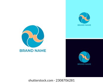 ABSTRACT ILLUSTRATION CIRCLE SHAPE  FLAT COLOR, TECH LOGO ICON MODERN SIMPLE MINIMALIST TEMPLATE DESIGN VECTOR