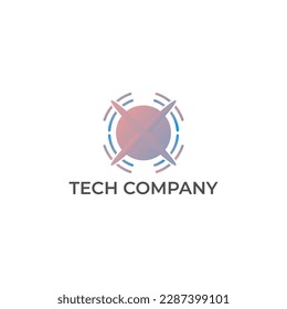 ABSTRACT ILLUSTRATION CIRCLE TECH LOGO ICON MODERN SIMPLE DESIGN VECTOR
