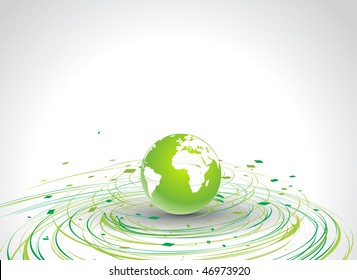 Abstract illustration with circle wave line globe in eco background, vector illustration