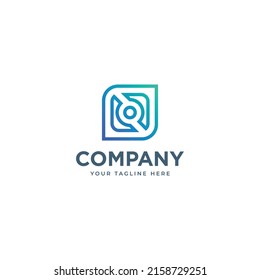 Abstract illustration of circles and squares forming like camera modern logo icon sign symbol design
