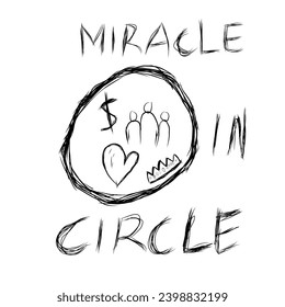Abstract illustration of a circular flat shape which contains miracles