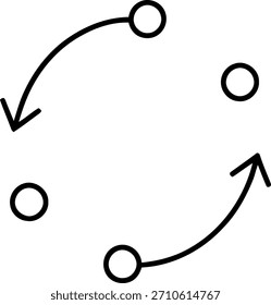 Abstract illustration of circular flow with arrows representing movement and connection in a simple clean design