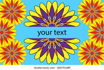 abstract illustration of a circular patterns with place for text on a blue background