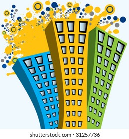 abstract illustration with city, vector