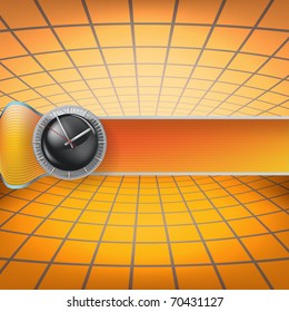 abstract illustration with clock and ribbon on yellow background
