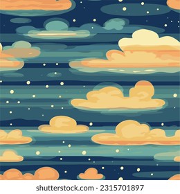 Abstract illustration of cloud and night sky for seamless pattern