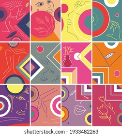 Abstract Illustration Collection Artwork, Geometric, Make up, Woman Face etc (Vector Art)