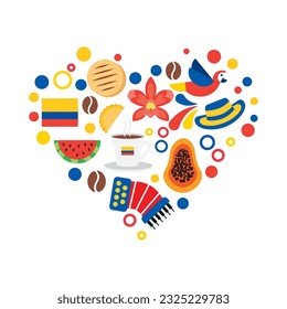 ilustración abstracta de colombia con iconos .vector ilustración