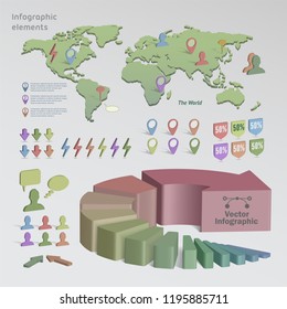 Abstract illustration of color infographic elements. Vector components for process steps, promotion, presentation, template and business.