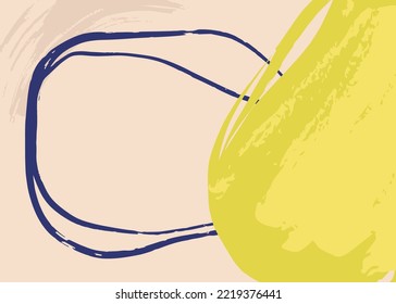 Abstract illustration with colored lines and blots. Modern minimalist style with brushstrokes of paint. Vector colorful background. Illustration poster design.