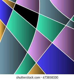 abstract illustration, colored stained glass, mosaic with white outlines