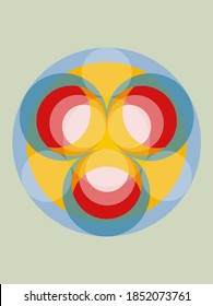 Abstract illustration with colorful circles for wall decoration, postcard or brochure cover design. Artwork. Art poster, banner, background backdrop. Textile pattern. 