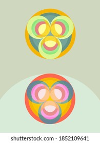 Abstract illustration with colorful circles for wall decoration, postcard or brochure cover design. Artwork. Art poster, banner, background backdrop. Textile pattern. 