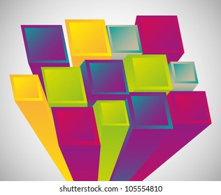 Abstract illustration of colorful cubes. vector illustration
