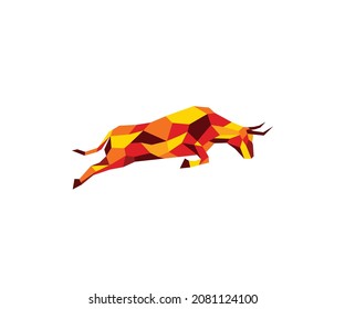 Abstract illustration colorful low poly bull logo icon sign design concept. Vector illustration