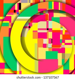 Abstract illustration, colorful square composition