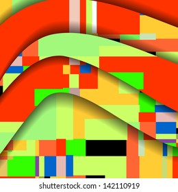 Abstract illustration, colorful square composition.