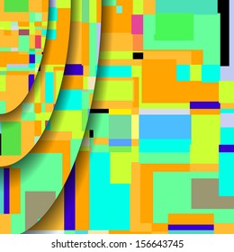 Abstract illustration, colorful square composition.