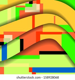Abstract illustration, colorful square composition.