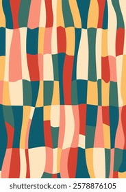 Abstract illustration, colorful stripes in trendy retro line style, wall poster, vector