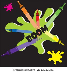 Abstract illustration. Colour brushes and blop