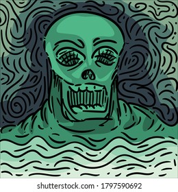 abstract illustration combine line art and coloring