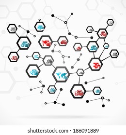 Abstract illustration with complex database network