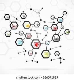 Abstract illustration with complex infographics network