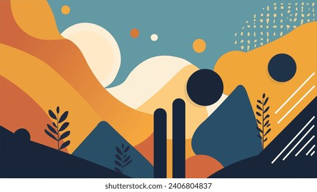 Abstract illustration in the concept of simple shapes and desert for decoration, HD wallpaper,  background, posters