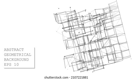 Abstract illustration with connected dots and lines. The concept of science, technology. Vector illustration